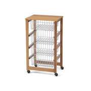 Arredamenti Italia 515 Gingerone Carrello Porta Vivande 4 Cestelli Faggio Massiccio 46x83x34 cm colore Ciliegio