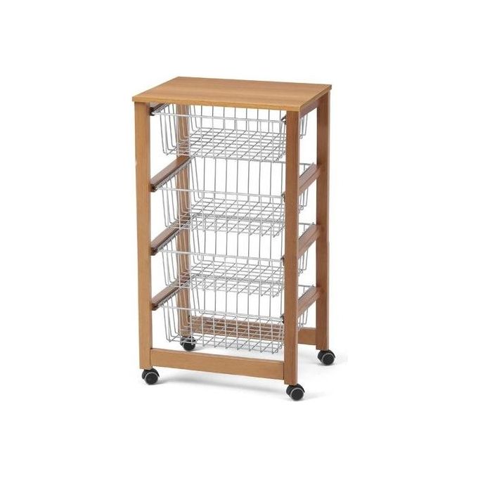 Arredamenti Italia 515 Gingerone Carrello Porta Vivande 4 Cestelli Faggio Massiccio 46x83x34 cm colore Ciliegio