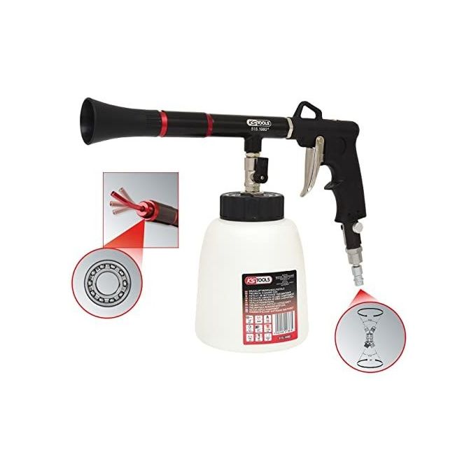 KS TOOLS 515.1980 Pistola di Pulizia ad Aria Compressa Hurricane Tecnologia Ciclonica con Regolatore di Pressione Ugello Girevole 360° colore Nero