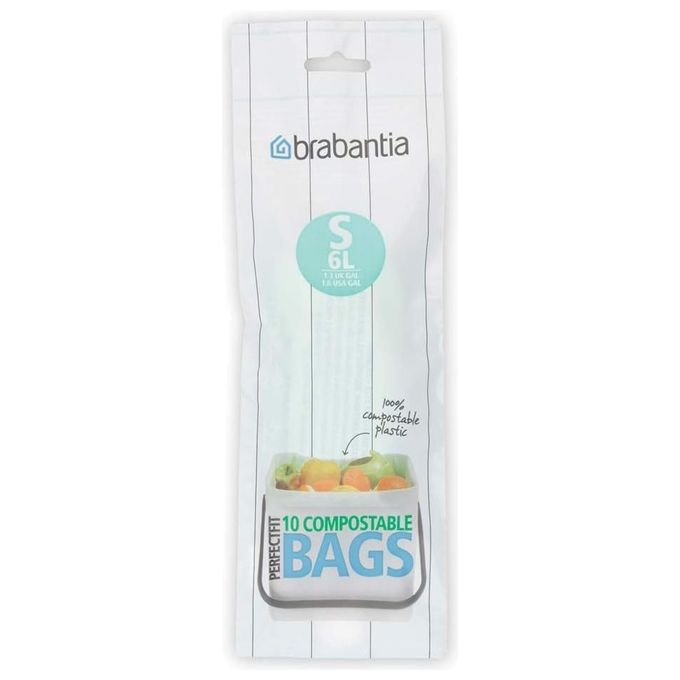 Brabantia PerfectFit Sacchetti Compostabili Tipo S 6 Litri 10 Pezzi