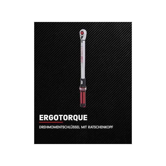 KS TOOLS 516.6542 ERGOTORQUE Chiave dinamometrica 1-2 pollice con testa a cricco reversibile 40-200 Nm colore Rosso