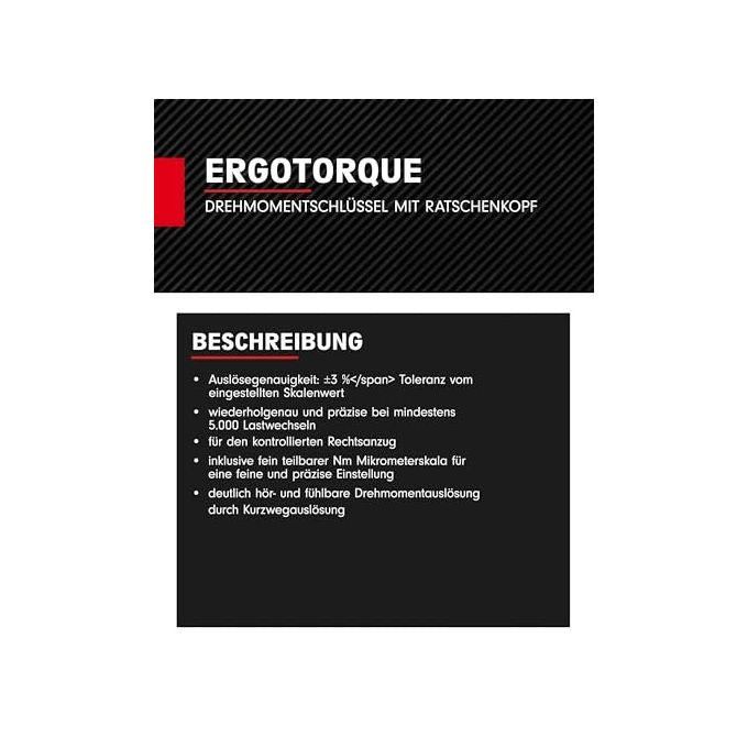 KS TOOLS 516.6542 ERGOTORQUE Chiave dinamometrica 1-2 pollice con testa a cricco reversibile 40-200 Nm colore Rosso