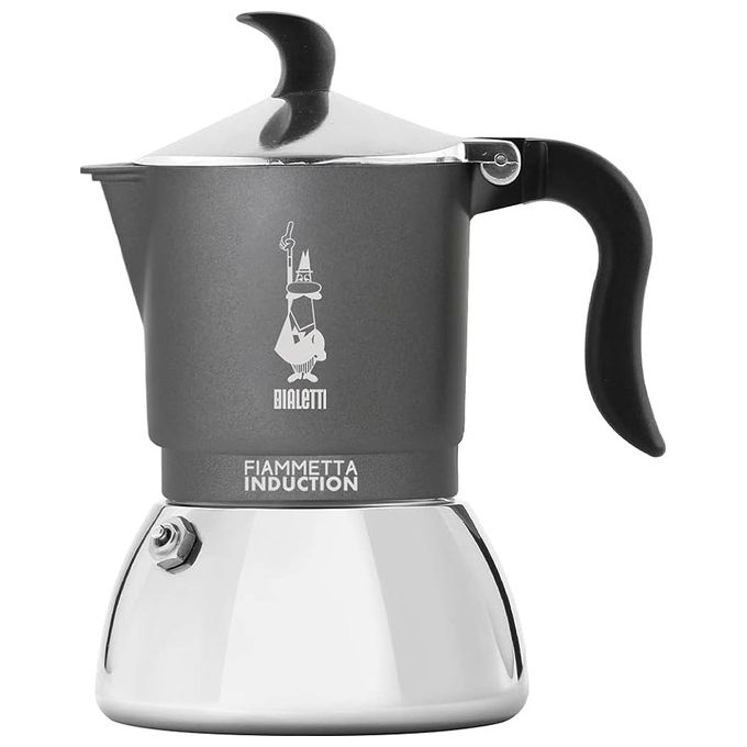 Bialetti 0007145 Fiammetta Caffettiera Moka per Induzione 4 Tazze colore Grigio