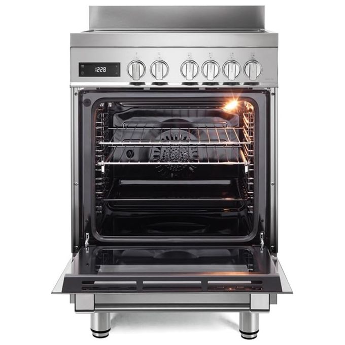 De'Longhi PRO66MXLIN Professional Cucina a Induzione 60 cm 4 Zone Bridge Forno Multifunzione 74 L 11 Funzioni Easy Steam Idroclean Classe A (60x60x91 cm) colore Inox