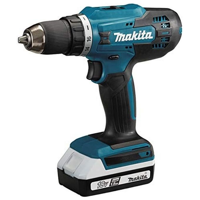 Makita DF488DWE Trapano Avvitatore 18 V 2 Velocita' 16 Regolazioni Coppia Mandrino 13 mm Batterie 1,5 Ah 2 Pezzi colore Nero Verde