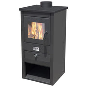 Mille Athena Big Stufa a Legna e Carbone 13 kW Focolare Refrattario Vetro Ceramico 800°C Vano Portalegna colore Antracite