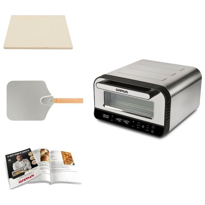 G3 Ferrari G10204 Pizza Pro 2 Minuti Forno Pizza Elettrico 1850W 450°C 6 Programmi Pietra Refrattaria 32x32 cm Pareti Fredde colore Grigio