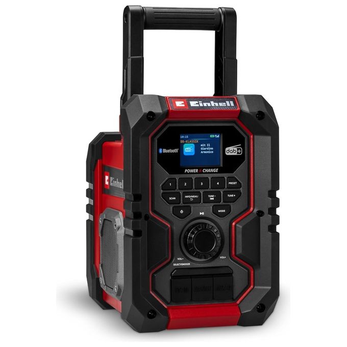 Einhell 3407995 TE-CR 18 Li Radio da cantiere a batteria DAB+ FM Bluetooth USB AUX IP65 colore Nero-Rosso
