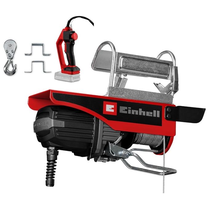 Einhell 2255161 TE-EH 18-250 Li BL Paranco a batteria 18 V Brushless portata 125 kg 250 kg con puleggia altezza sollevamento 12 m velocita' 3 5 m-min colore Nero