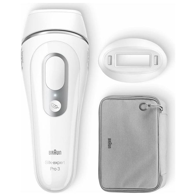 Braun IPLPL3020 Silk-expert Pro 3 Epilatore a Luce Pulsata Donna Tecnologia SkinPro SensoAdapt Fino a 100 Impulsi al Minuto Custodia Inclusa colore Bianco Argento