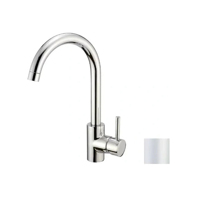 Crolla 7780BO Ginger Miscelatore monocomando da cucina con bocca girevole 360° sistema Energy Saving System installazione sopra piano colore Bianco opaco
