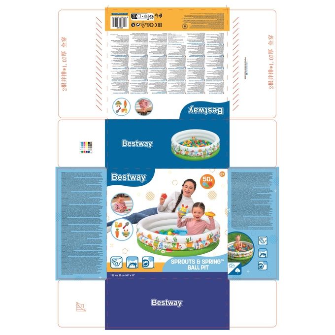 Bestway piscina gonfiabile per bambini con 50 palline, 46 colorate e 4 a sorpresa, 102x25 cm, 101 litri, dai 2 anni
