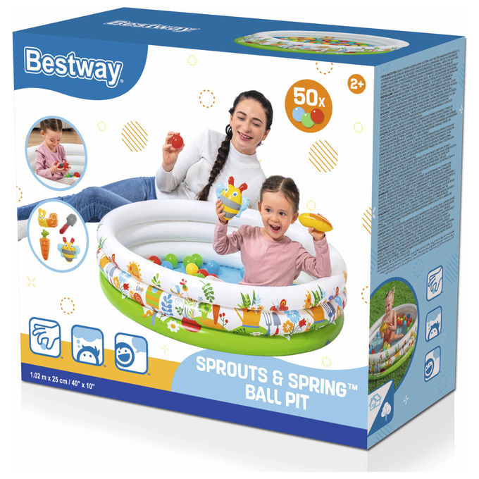 Bestway piscina gonfiabile per bambini con 50 palline, 46 colorate e 4 a sorpresa, 102x25 cm, 101 litri, dai 2 anni