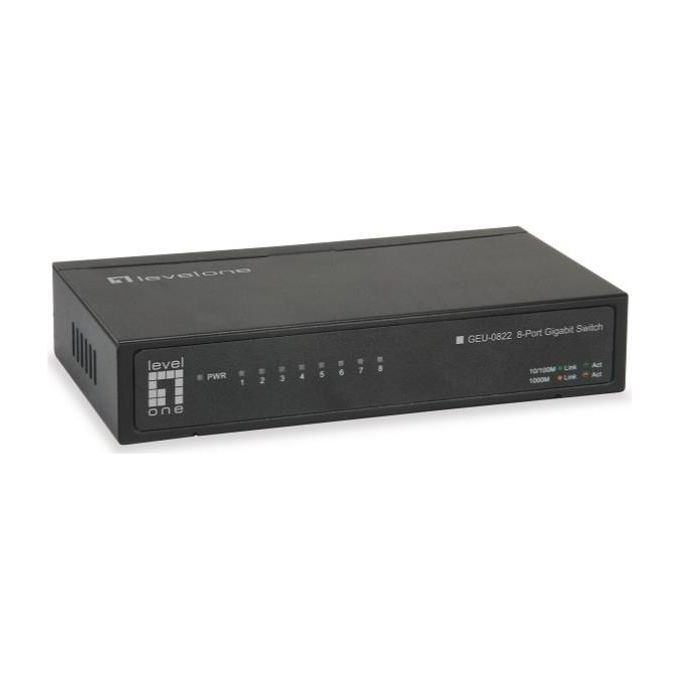 LevelOne GEU-0822 Switch di Rete Non Gestito 8 Porte Gigabit Ethernet (10-100-1000) Supporto Jumbo Frame 9000 8000 Voci Tabella MAC colore Nero