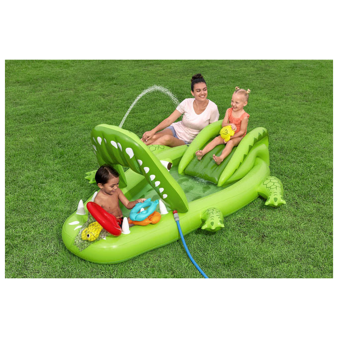 Bestway 53169 Later Gator Parco Giochi Acquatico Gonfiabile Coccodrillo 234x163x87 cm dai 2 anni colore Verde