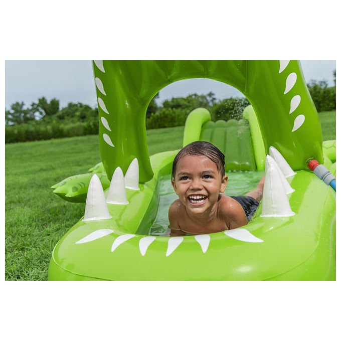 Bestway 53169 Later Gator Parco Giochi Acquatico Gonfiabile Coccodrillo 234x163x87 cm dai 2 anni colore Verde