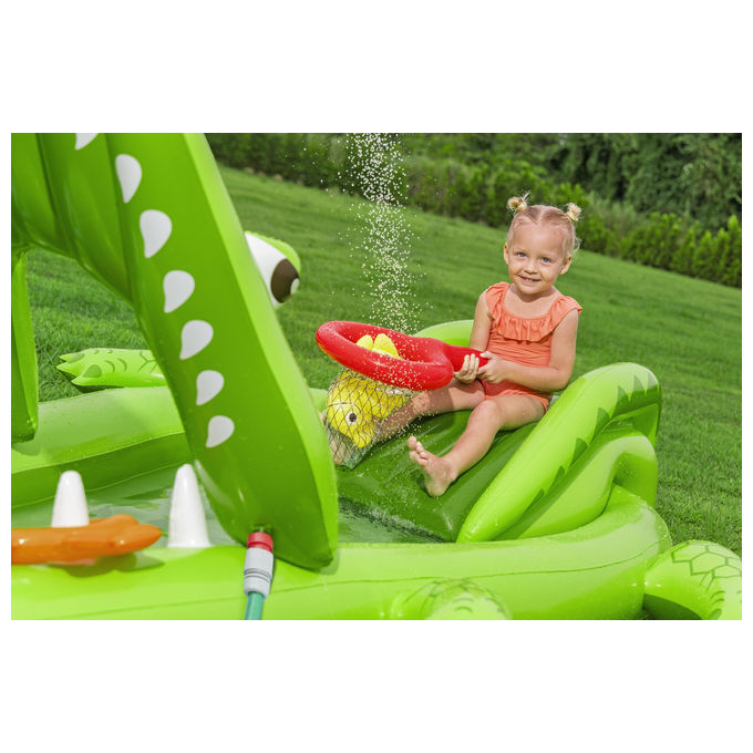 Bestway 53169 Later Gator Parco Giochi Acquatico Gonfiabile Coccodrillo 234x163x87 cm dai 2 anni colore Verde