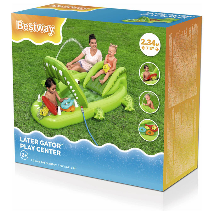 Bestway 53169 Later Gator Parco Giochi Acquatico Gonfiabile Coccodrillo 234x163x87 cm dai 2 anni colore Verde