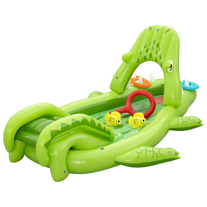 Bestway 53169 Later Gator Parco Giochi Acquatico Gonfiabile Coccodrillo 234x163x87 cm dai 2 anni colore Verde