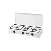 CF Parker 5324GPSM Fornello Gas Portatile 3 Fuochi Metano Griglie in Piattina Smaltata Valvola di Sicurezza colore Bianco