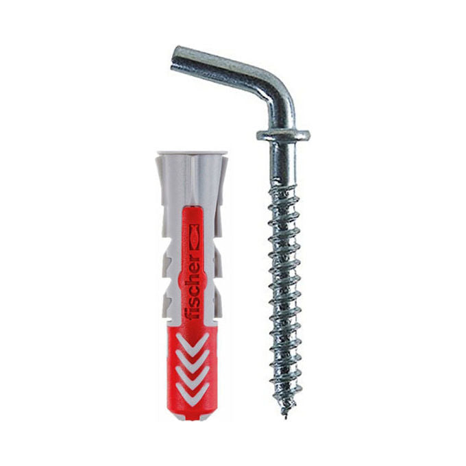 Fischer 537634 Confezione 6 Tasselli Duo Power C-8k D. 6mm con Vite Gancio Corto Zinco Cromato