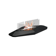 Tecno Air System Boston Biocamino da Tavolo 1.5 kW 4 Vetri Temperati Acciaio senza Canna Fumaria colore Nero
