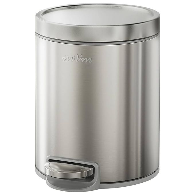 Hailo 5050601 Selekta by Hailo Pattumiera a pedale rotonda 5 l con coperchio Soft Close e secchio interno rimovibile in lamiera d'acciaio colore Nero