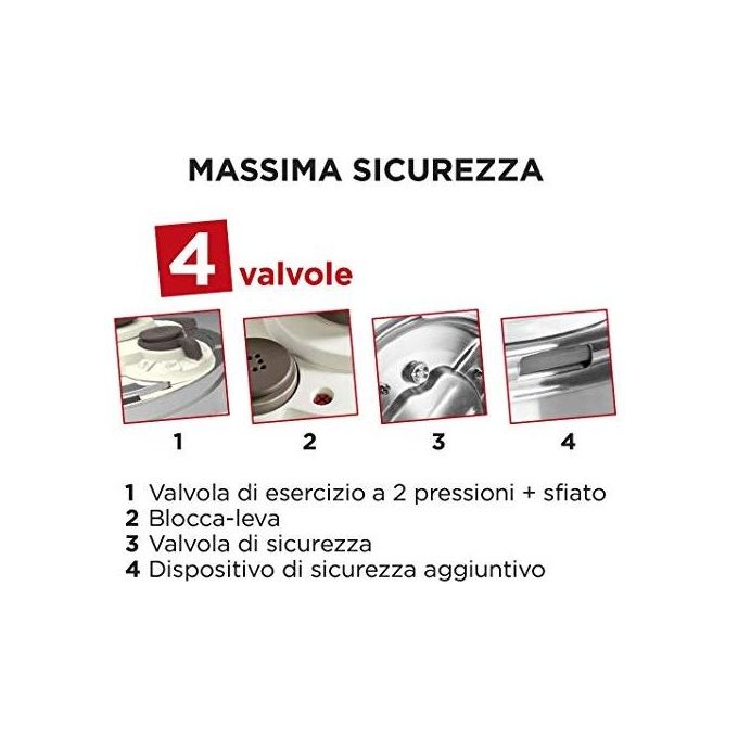 Barazzoni 5500450060 Facile Dual System 2.0 Pentola a Pressione Inox 18-10 6 L diametro 22 cm fondo Triplen Plus induzione