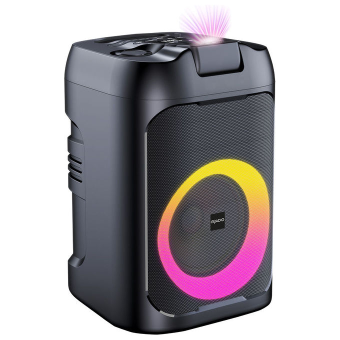 Irradio, Altoparlante da Festa, 60W, Nero, con Microfono Wireless e Laser RGB