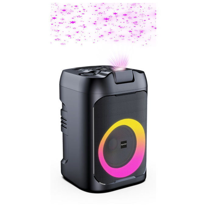 Irradio, Altoparlante da Festa, 60W, Nero, con Microfono Wireless e Laser RGB