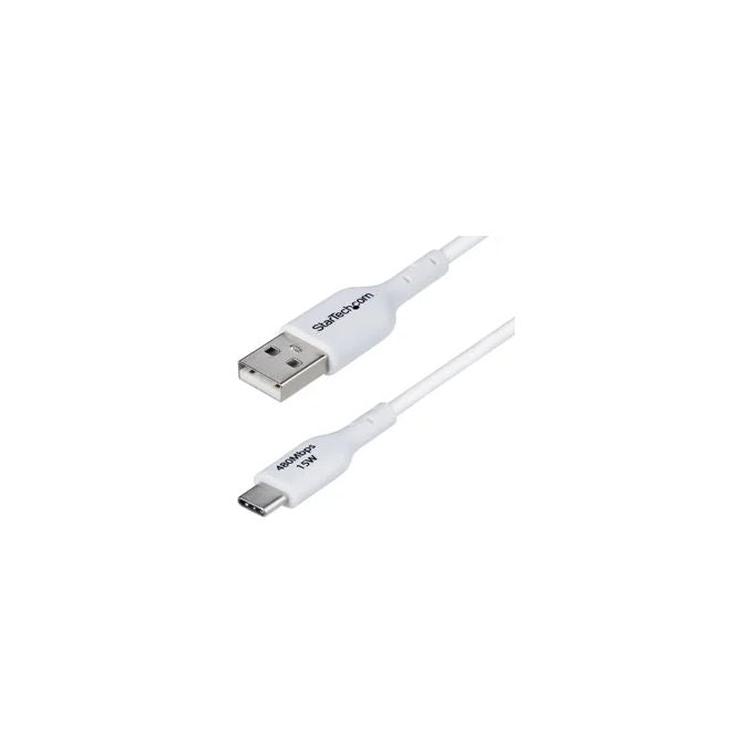 StarTech USB2AC15CMBRWH Cavo di Ricarica USB-A a USB-C 15W 3A 480Mbps Guaina Intrecciata in Nylon-TPE colore Bianco