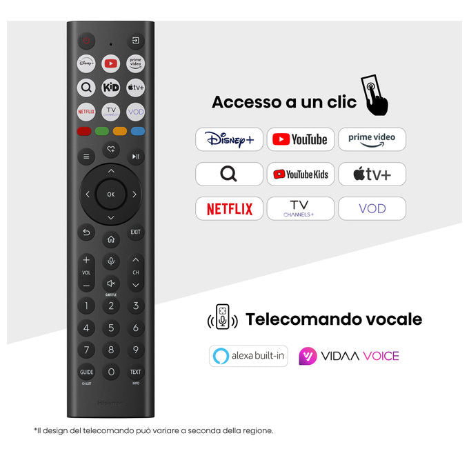Hisense smart tv QLED 55 pollici 4K, 55E7Q, Dolby Vision, Dolby Atmos, HDR10+, VIDAA, Wi-Fi, game mode