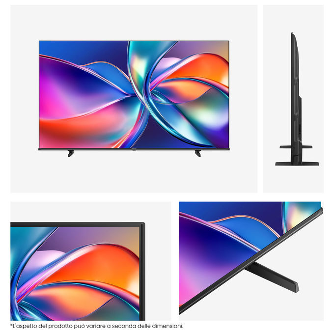 Hisense smart tv QLED 55 pollici 4K, 55E7Q, Dolby Vision, Dolby Atmos, HDR10+, VIDAA, Wi-Fi, game mode