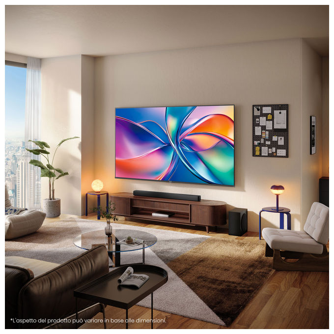 Hisense smart tv QLED 55 pollici 4K, 55E7Q, Dolby Vision, Dolby Atmos, HDR10+, VIDAA, Wi-Fi, game mode