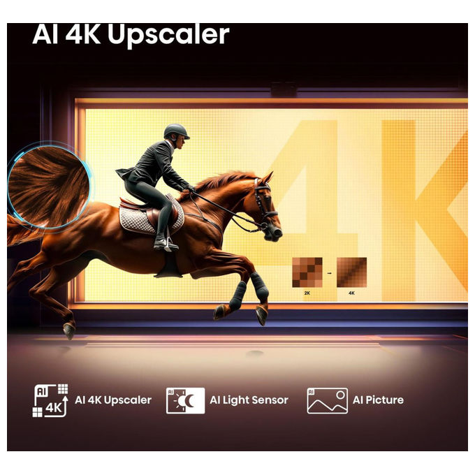 Hisense smart tv QLED 55 pollici 4K, 55E7Q, Dolby Vision, Dolby Atmos, HDR10+, VIDAA, Wi-Fi, game mode