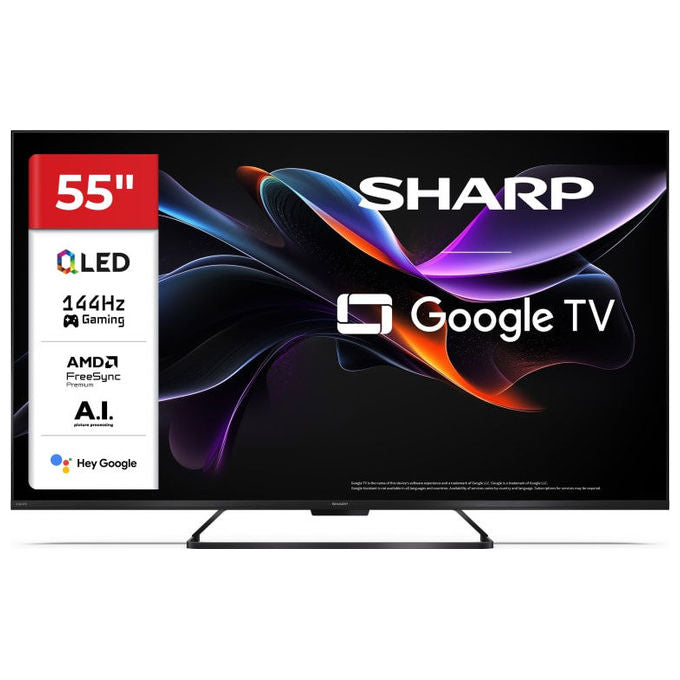 Sharp, TV QLED 55 HR7, UHD 4K, Google TV, 144Hz