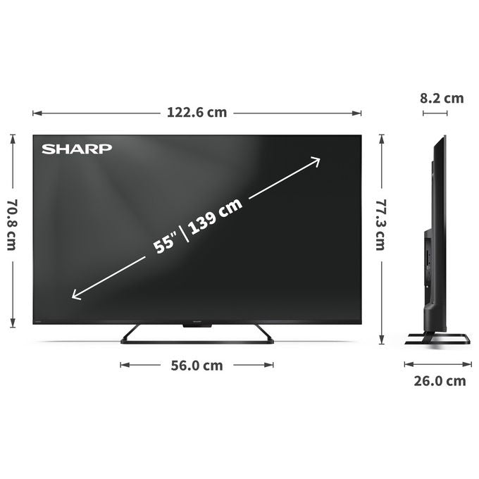 Sharp, TV QLED 55 HR7, UHD 4K, Google TV, 144Hz