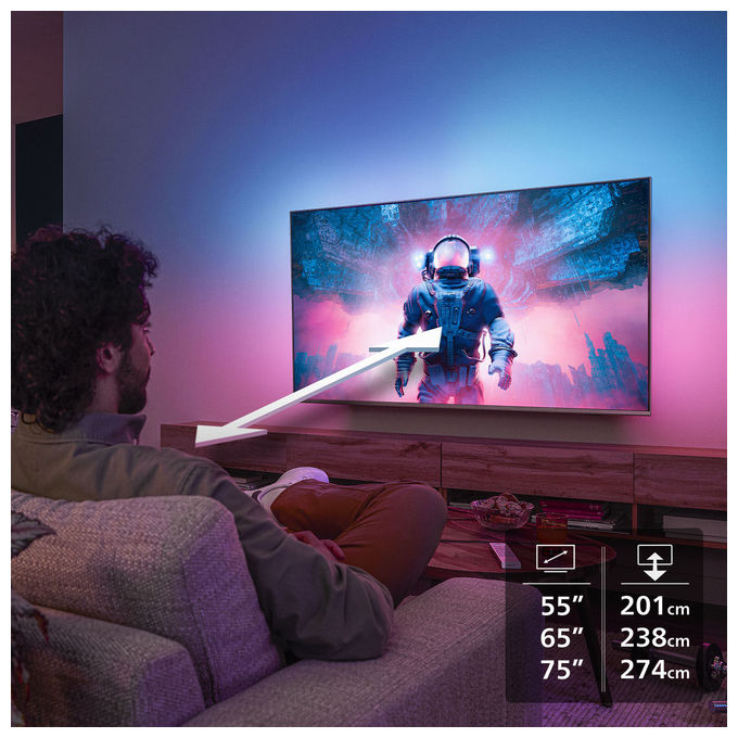 Philips 55MLED920-12 Ambilight TV QD Mini LED 55'' 4K Ultra HD Smart TV Titan OS Dolby Vision Dolby Atmos colore Nero