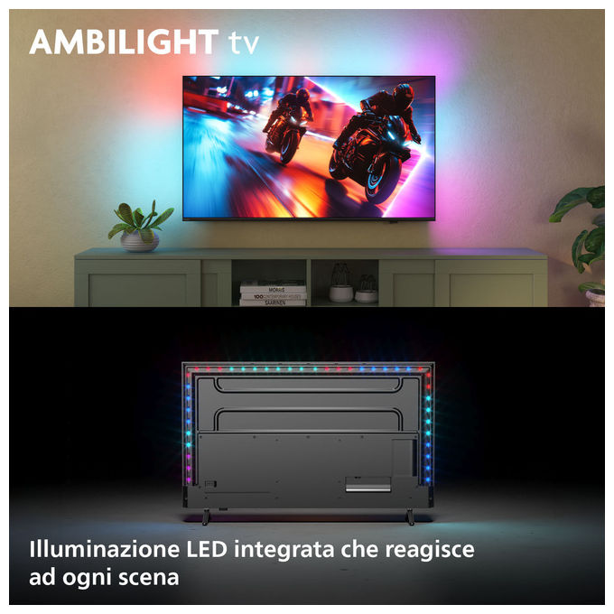 Philips 55MLED920-12 Ambilight TV QD Mini LED 55'' 4K Ultra HD Smart TV Titan OS Dolby Vision Dolby Atmos colore Nero