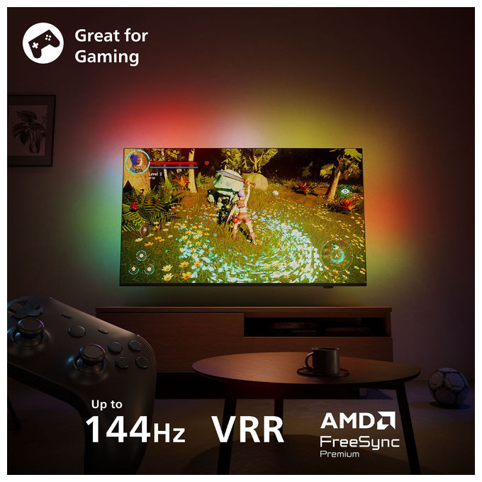 Philips 55MLED920-12 Ambilight TV QD Mini LED 55'' 4K Ultra HD Smart TV Titan OS Dolby Vision Dolby Atmos colore Nero