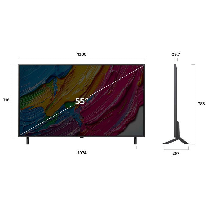 LG televisore QNED 55 pollici 4K Ultra HD, Smart TV WiFi, WebOS, DVB T2 S2, schermo piatto, Nero, modello 55QNED80A