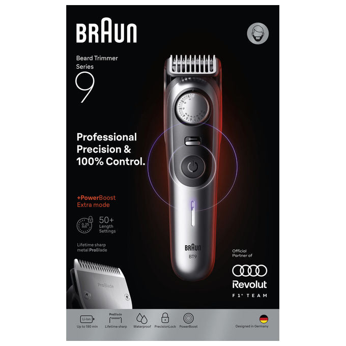 Braun 561068 Regolabarba Series 9 Rasoio elettrico 52 lunghezze 0,25 mm ProBlade autonomia 150 min colore Grigio