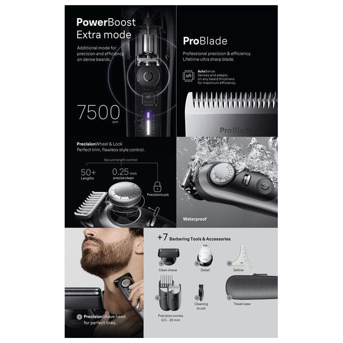 Braun 561068 Regolabarba Series 9 Rasoio elettrico 52 lunghezze 0,25 mm ProBlade autonomia 150 min colore Grigio