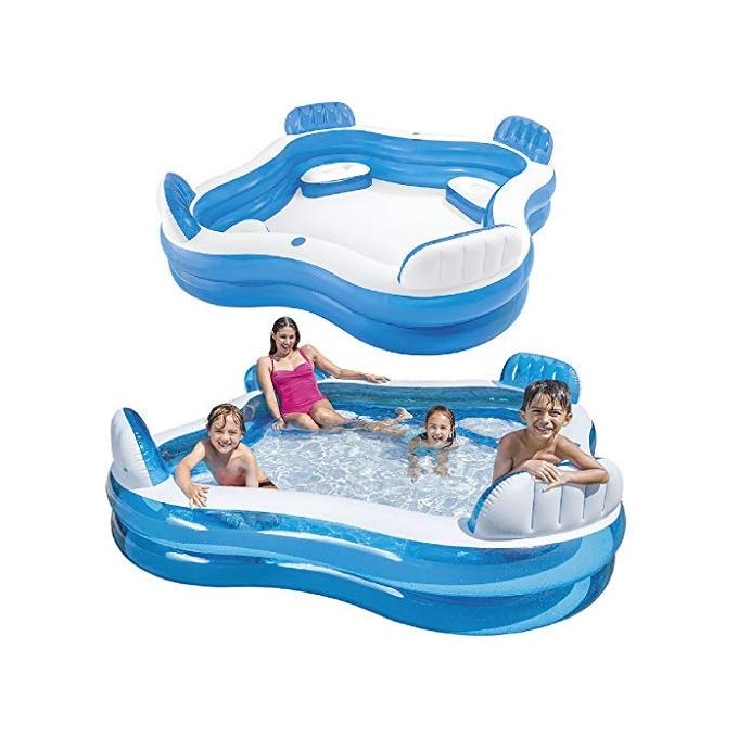 Intex Inflatable Swim Center Family Lounge Multi-color Piscina Familiare Gonfiabile Misure 90 x 90 x 26 pollici con Sedili