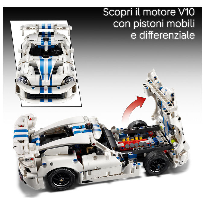 Lego 42234 Technic Auto Sportiva Dodge Viper GTS-R con Motore V10 Sterzo e Differenziale 805 pezzi colore Multicolore