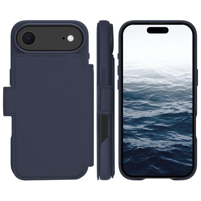 Dbramante1928 Lynge MS ICON, custodia a libro per iPhone 17 Air, compatibile MagSafe, portafoglio 3 tasche, chiusura magnetica, blu