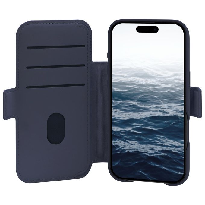Dbramante1928 Lynge MS ICON, custodia a libro per iPhone 17 Air, compatibile MagSafe, portafoglio 3 tasche, chiusura magnetica, blu