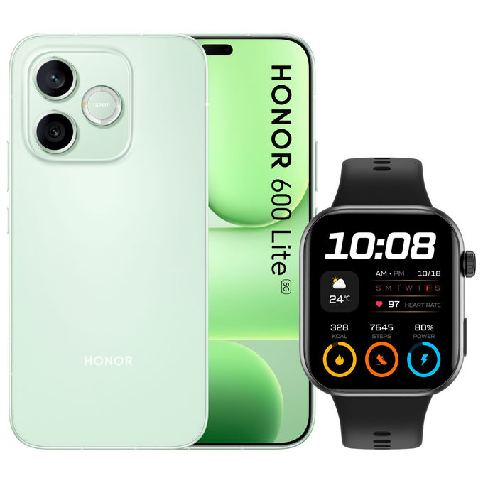 Honor 600 Lite smartphone, 256 GB, verde, con Honor Watch 2i incluso