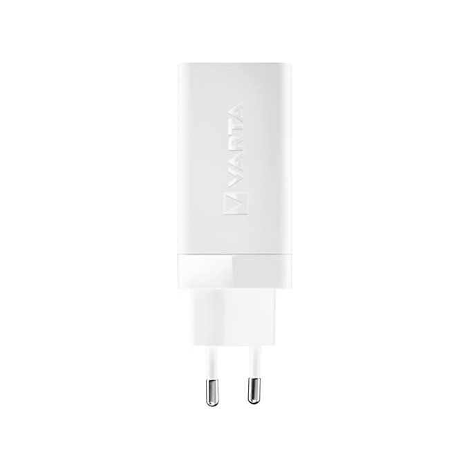 Varta 57956101401 Caricabatterie Rapido GaN 65W 3 Porte 2x USB-C 1x USB-A Power Delivery Quick Charge colore Bianco