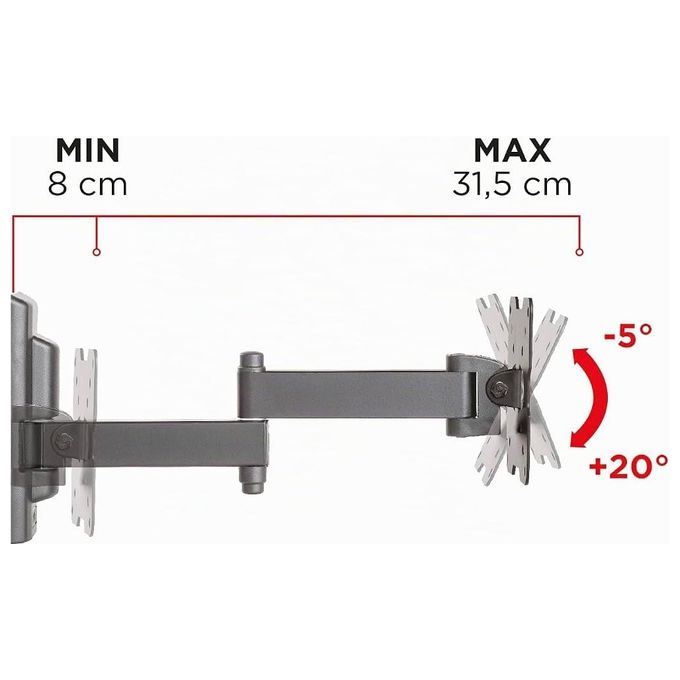 Meliconi FDR100 Flatstyle Staffa TV da Parete Doppio Braccio Orientabile 14'' 25'' VESA 50 75 100 Portata 25 Kg colore Nero